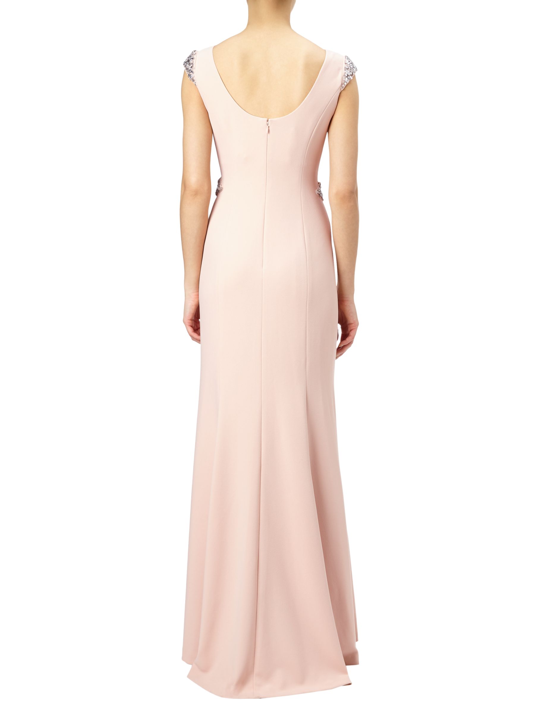 Adrianna Papell Cap Sleeve Crepe Mermaid Gown, Blush at John Lewis ...