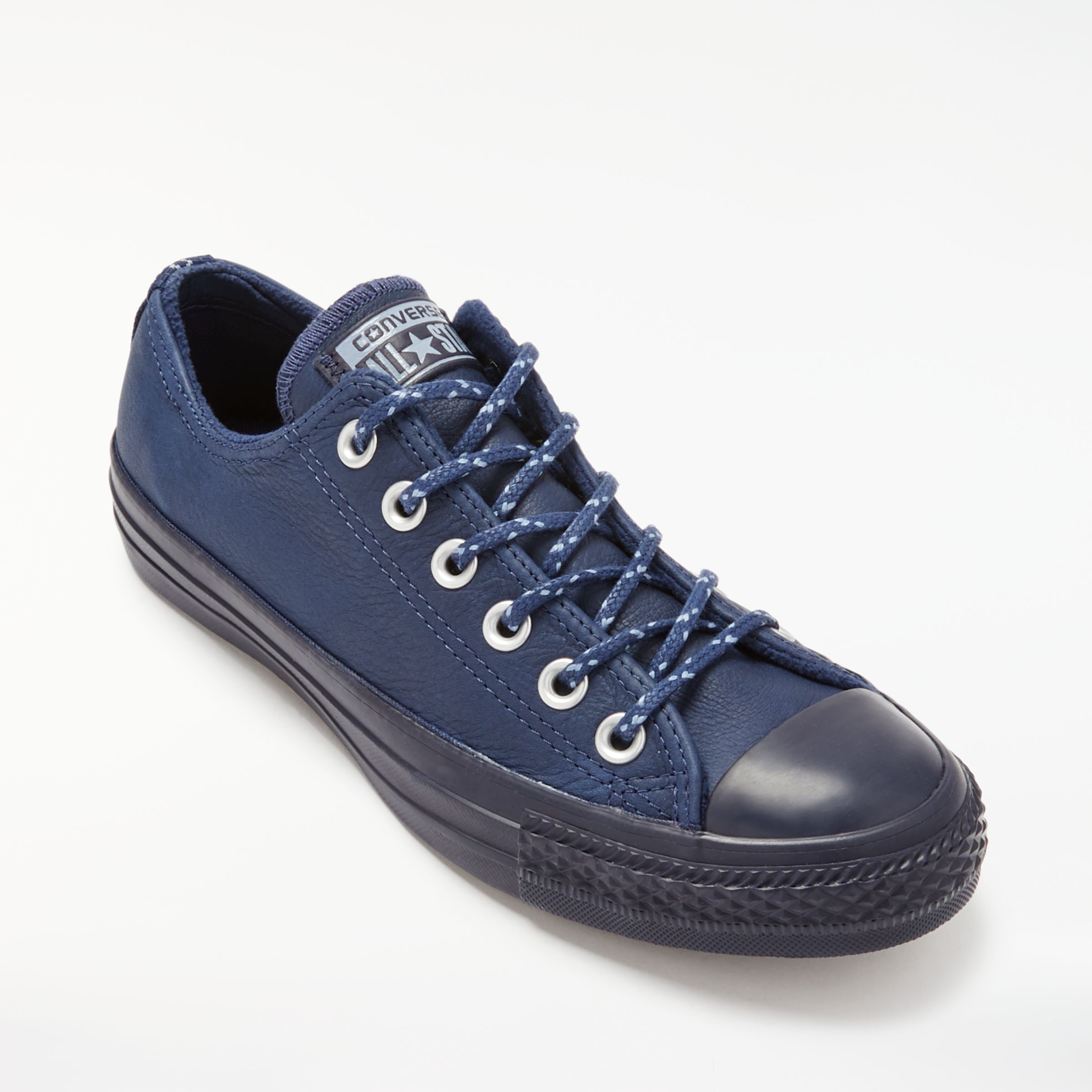 converse navy leather trainers