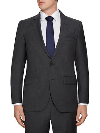 Hackett London Wool Semi Plain Regular Fit Suit Jacket, Charcoal