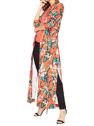 Miss Selfridge Premium Printed Maxi Kimono, Red/Multi
