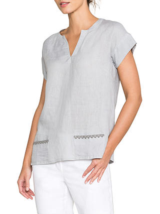 East Linen Embroidered Detail Top