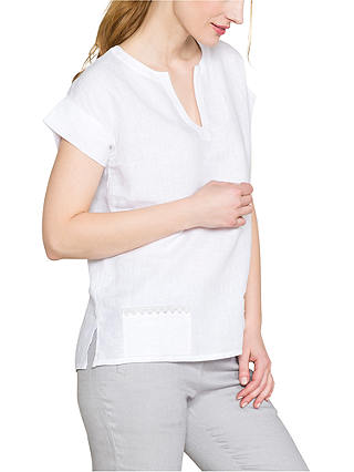 East Linen Embroidered Detail Top