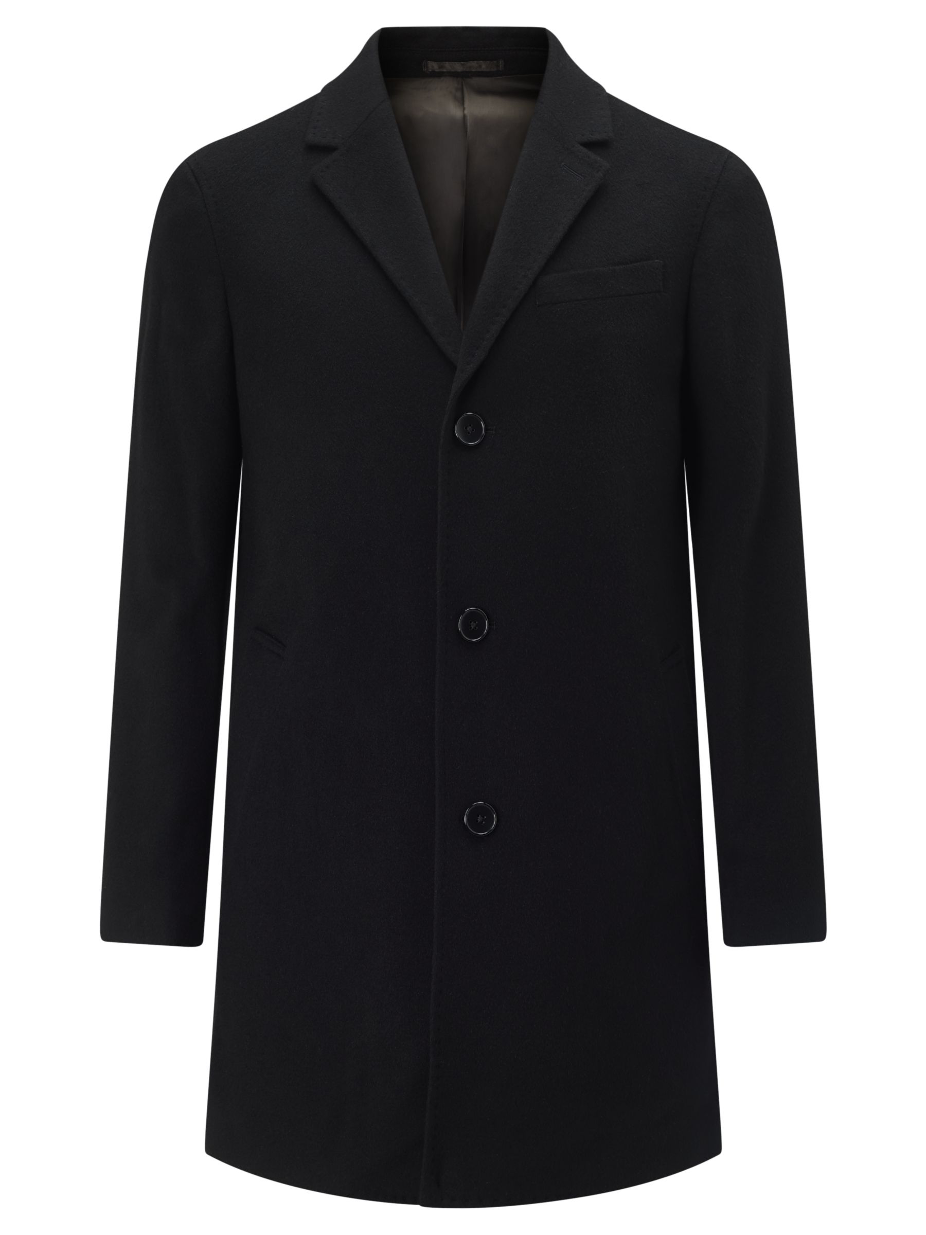 John Lewis & Partners Wool Cashmere Epsom Overcoat, Black at John Lewis ...