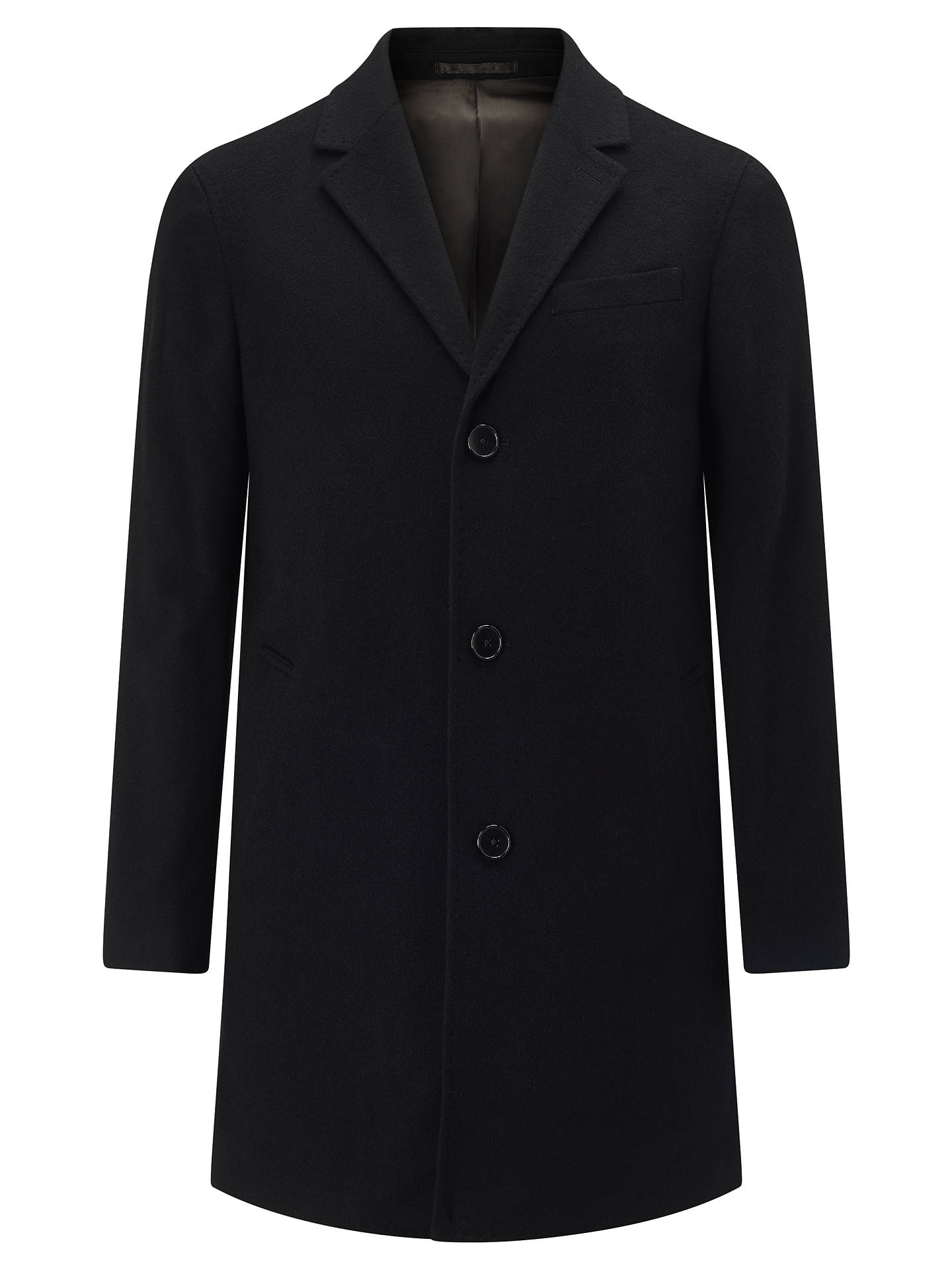 John Lewis & Partners Wool Cashmere Epsom Overcoat, Black at John Lewis ...