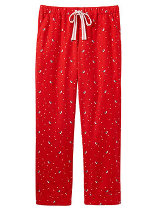 Joules Snooze Robin Print Pyjama Bottoms, Red