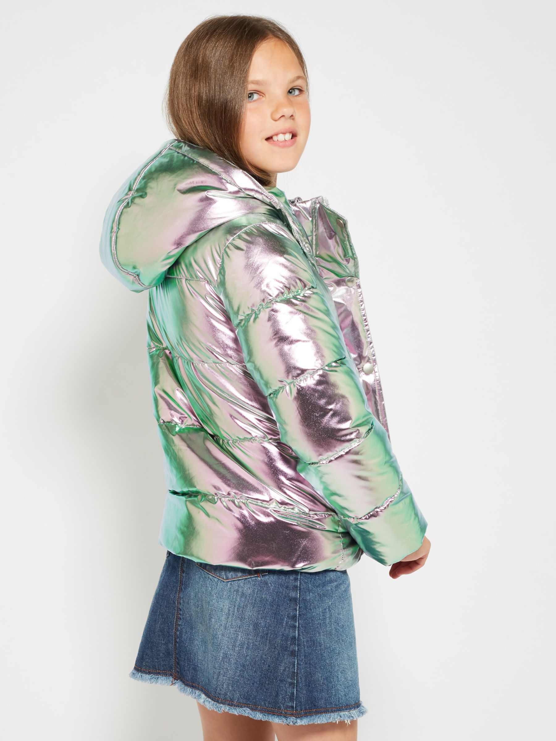 John Lewis Girls' Metallic Jacket, Silver