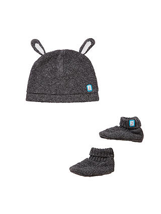 John Lewis & Partners Baby Hat and Booties Set, Charcoal