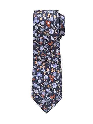 John Lewis Heirloom Collection Boys' Archive Floral Print Tie, Navy/Multi