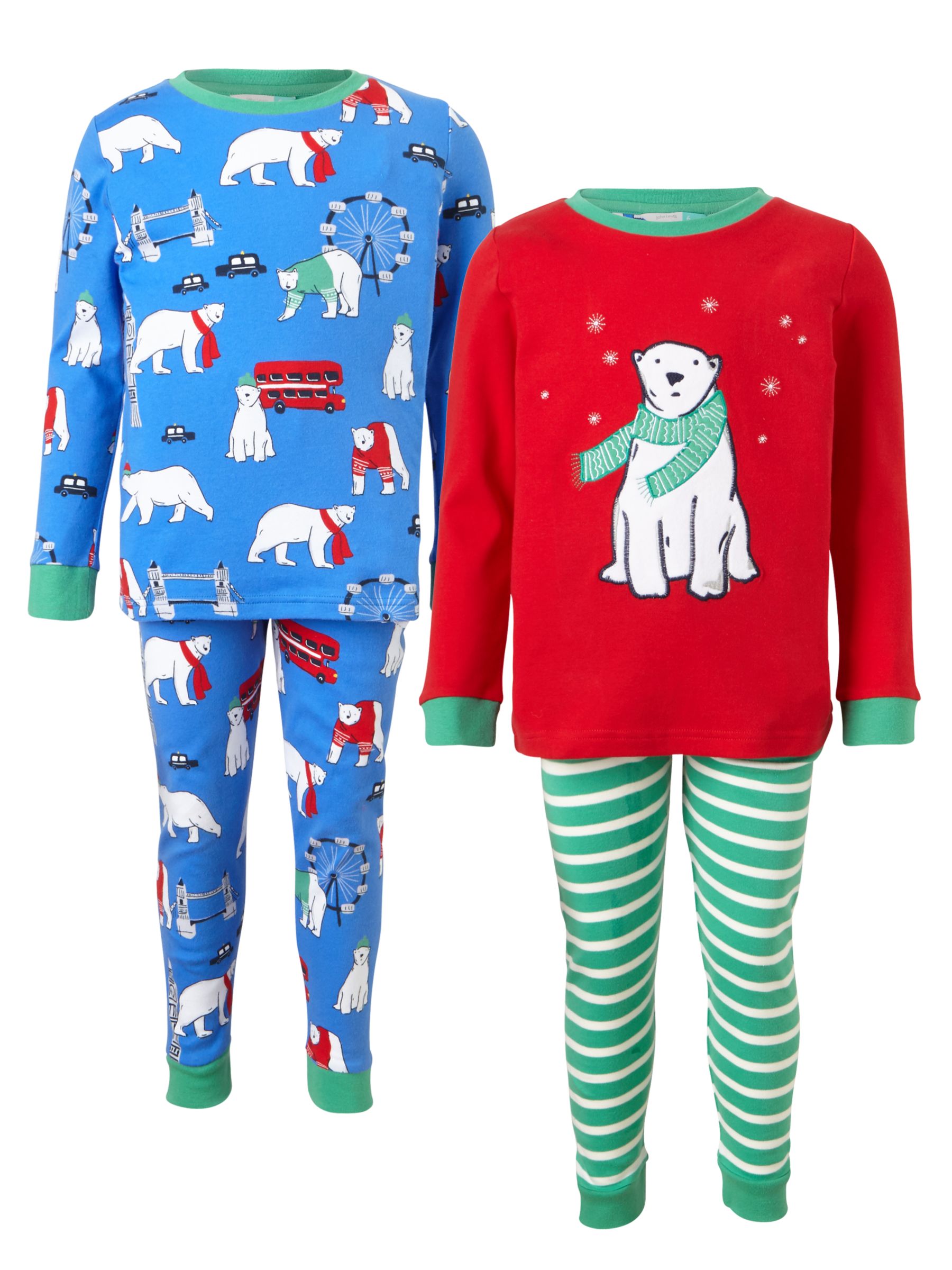 John Lewis & Partners Children's Polar Bear Pyjamas, Pack of 2, Blue/Multi, 4 years