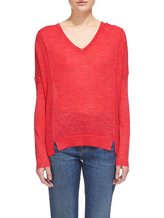Whistles Crew Neck Relaxed Knit Jumper, Raspberry