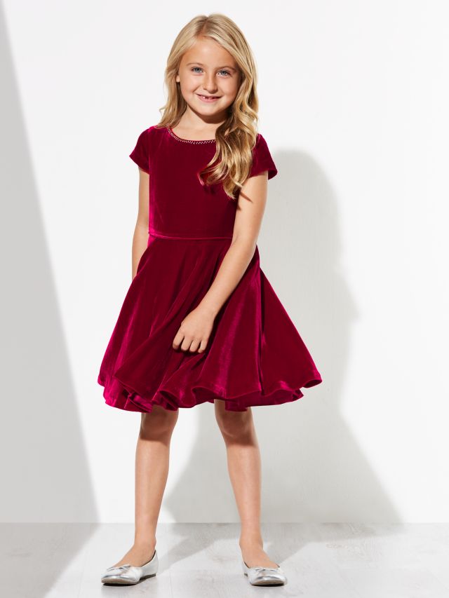 Girls red velvet on sale dress