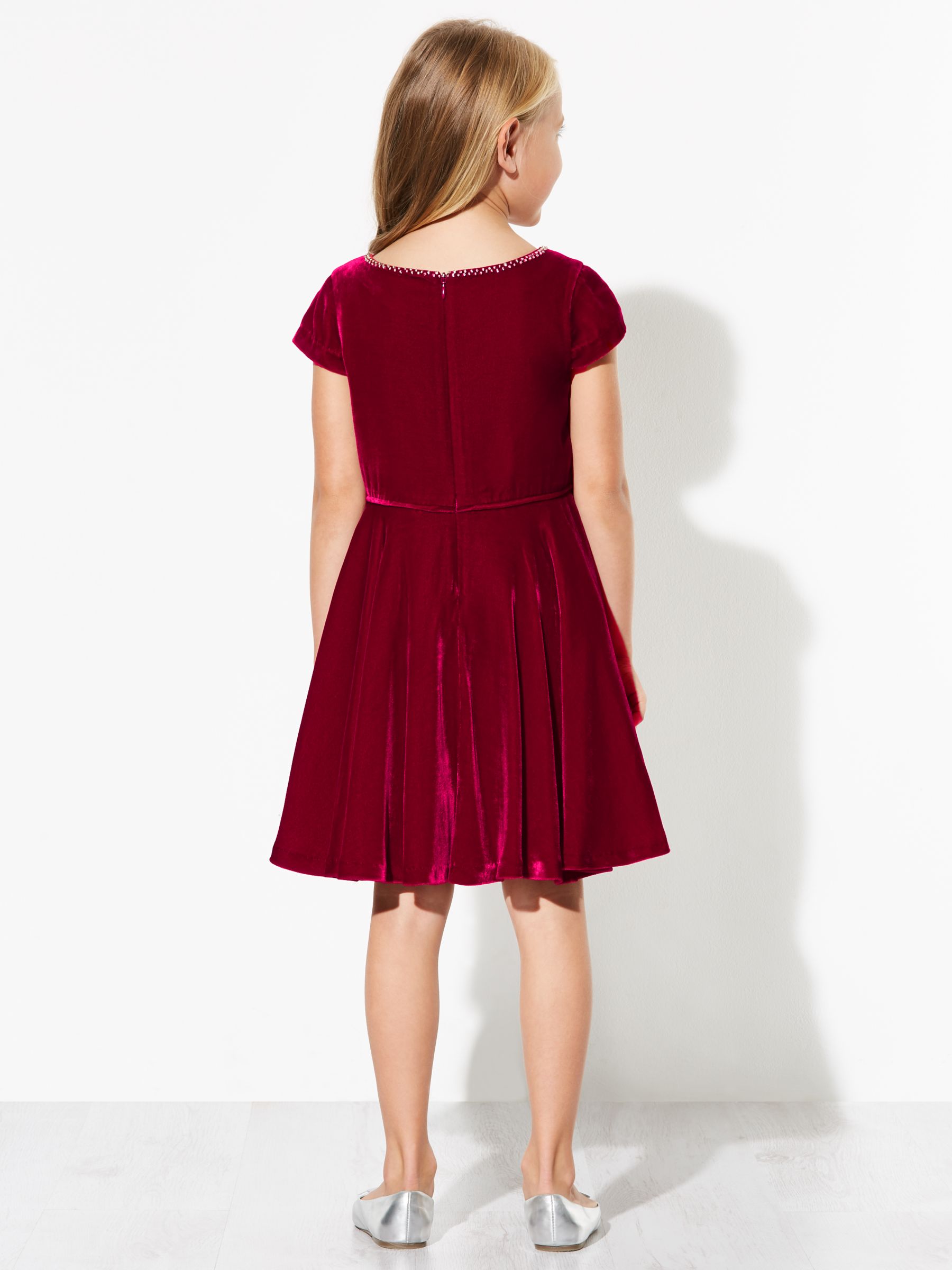 John Lewis Heirloom Collection Girls' Velvet Dress, Red at John Lewis & Partners