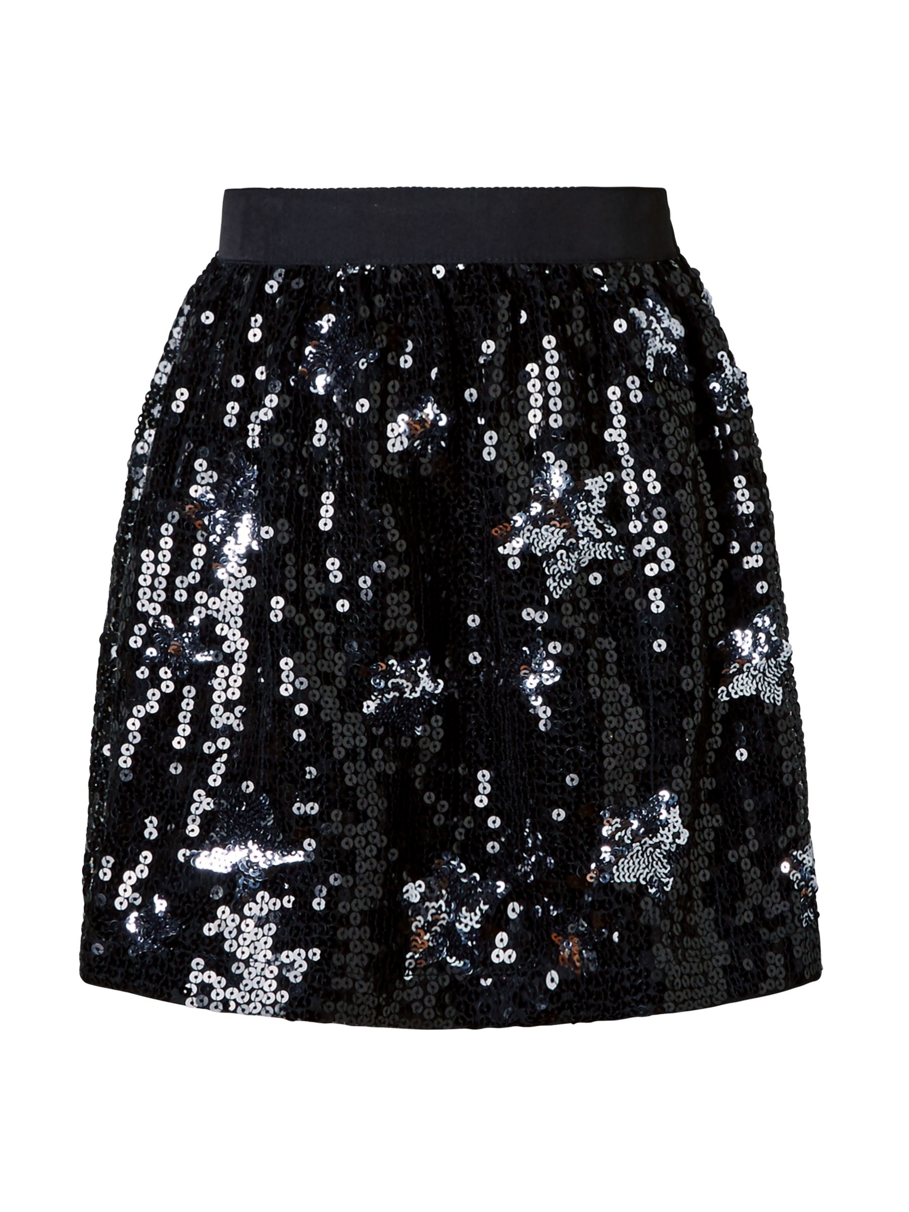 John Lewis & Partners Girls' Star Sequin Skirt, Black