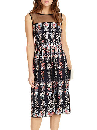 Phase Eight Gabriella Embroidered Dress, Navy