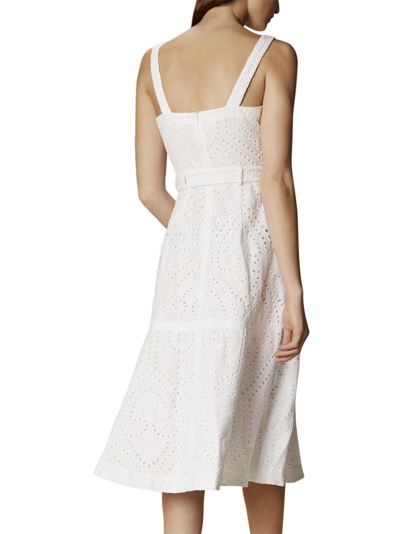 Karen Millen Broderie Midi Dress, White, 6