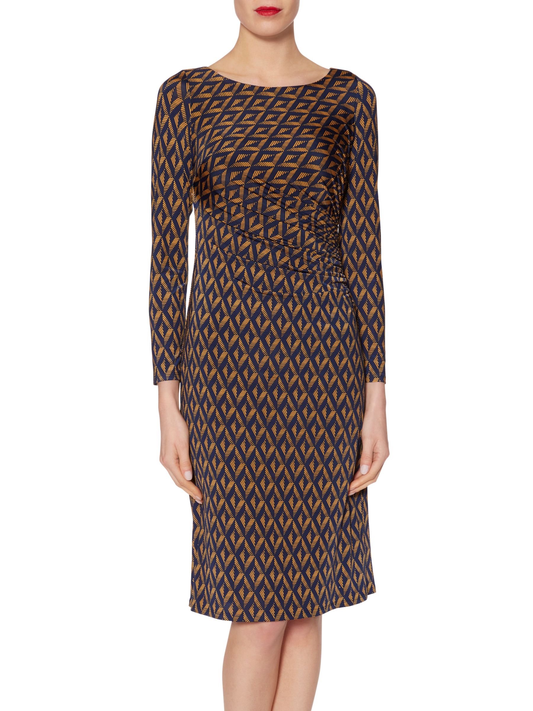 Gina Bacconi Jersey Print Dress, Spring Navy/Orange, 20