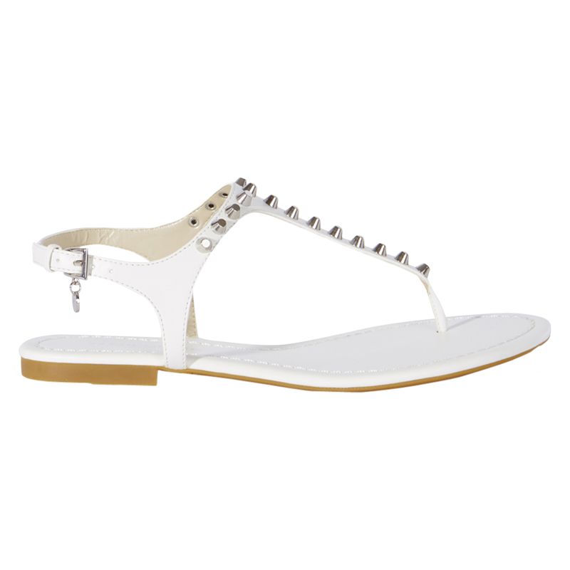 Karen Millen Studded Flat Sandals, White
