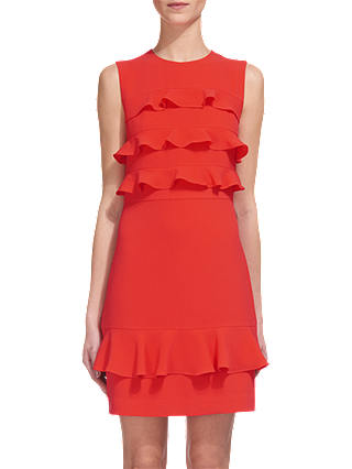 Whistles Bea Frill Front Dress, Coral