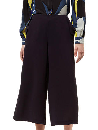 Jaeger Crepe Lip Detail Trousers, Midnight