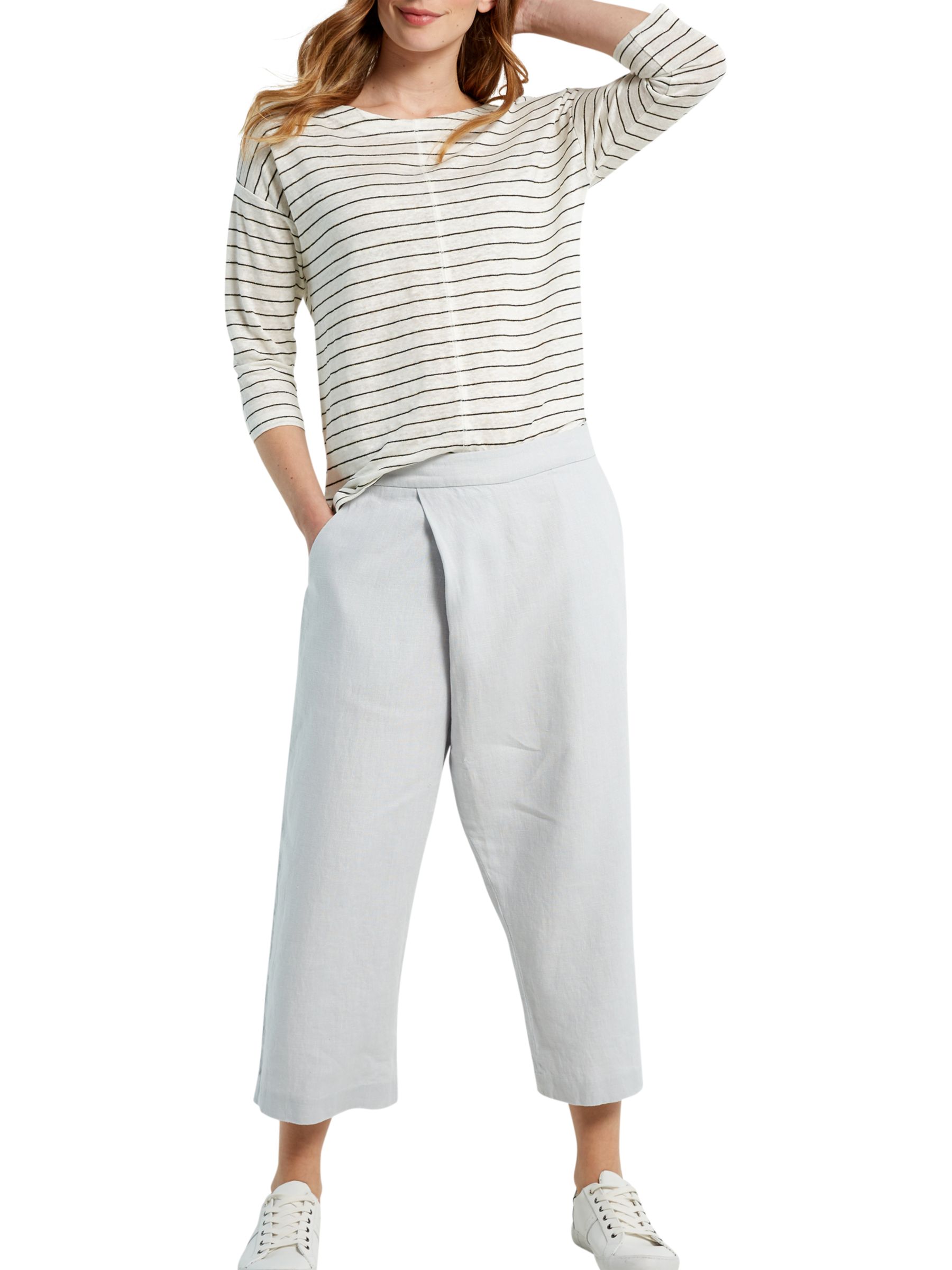 grey linen cropped trousers