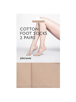 John Lewis & Partners 15 Denier Cotton Blend Sock Liners, Pack of 2, Nude