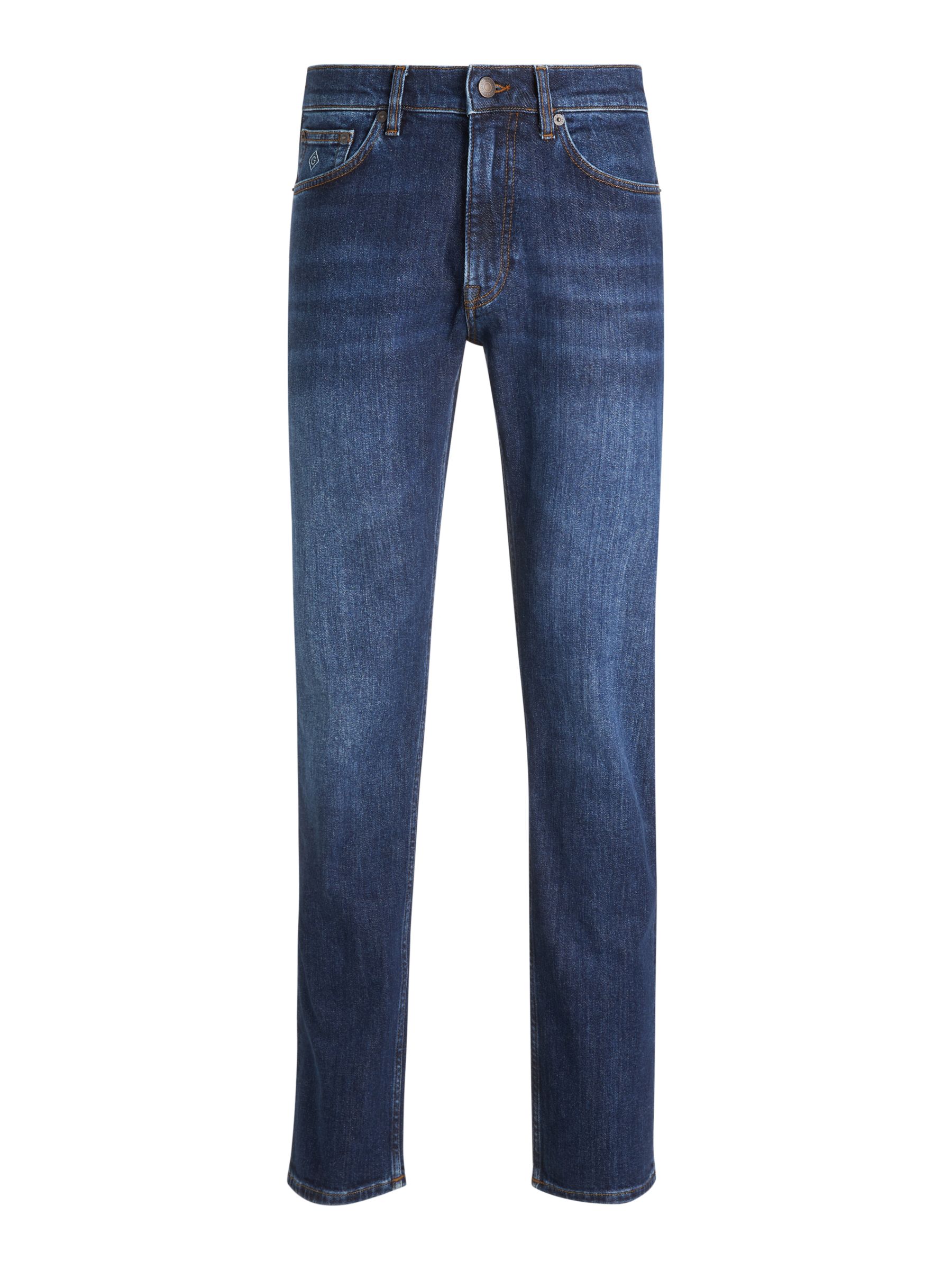 GANT Regular Straight Jeans, Dark Blue Rinse at John Lewis & Partners