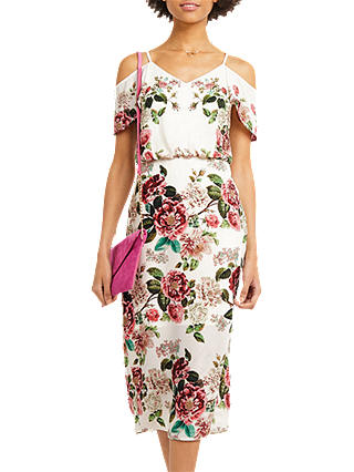Oasis Royal Worcester Collection Floral Midi Dress, Off White