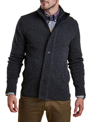 Barbour Patch Zip Through Sweater, Charcoal Marl
