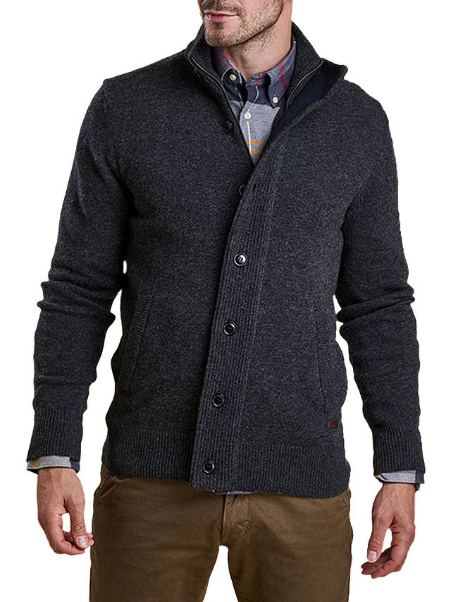 Barbour Patch Zip Through Sweater, Charcoal Marl at John Lewis & Partners