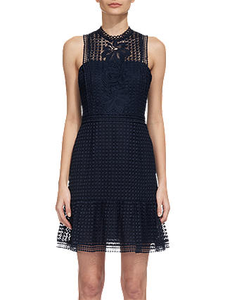 Whistles Flo Embroidered Dress, Navy