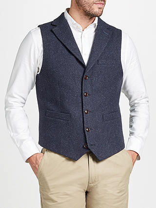 John Lewis & Partners Wool Blend Fleck Waistcoat, Navy