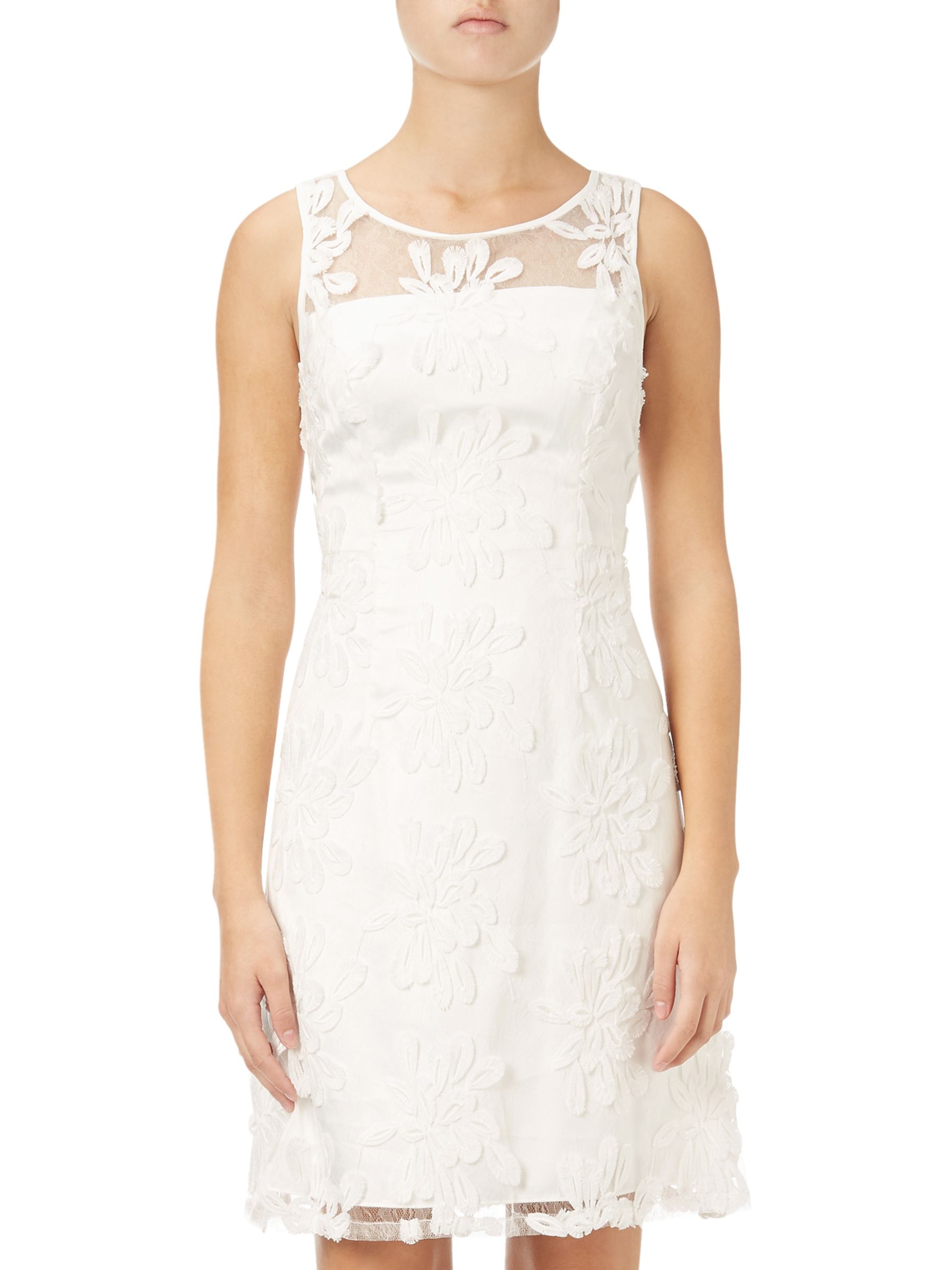 Adrianna Papell Sleeveless Lace Shift Dress, White