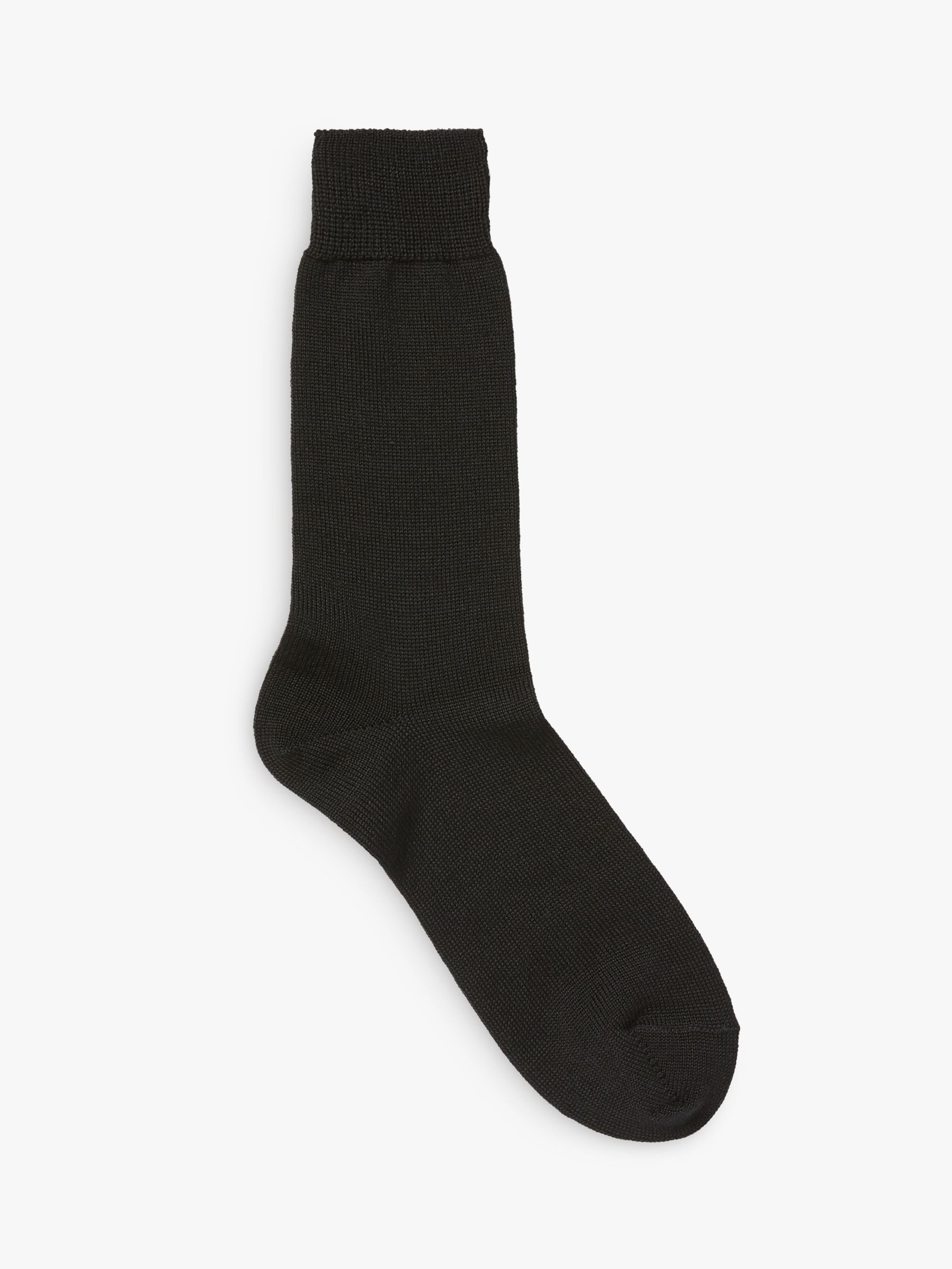 John Lewis & Partners Made in Italy Merino Blend Short Socks, Black, L