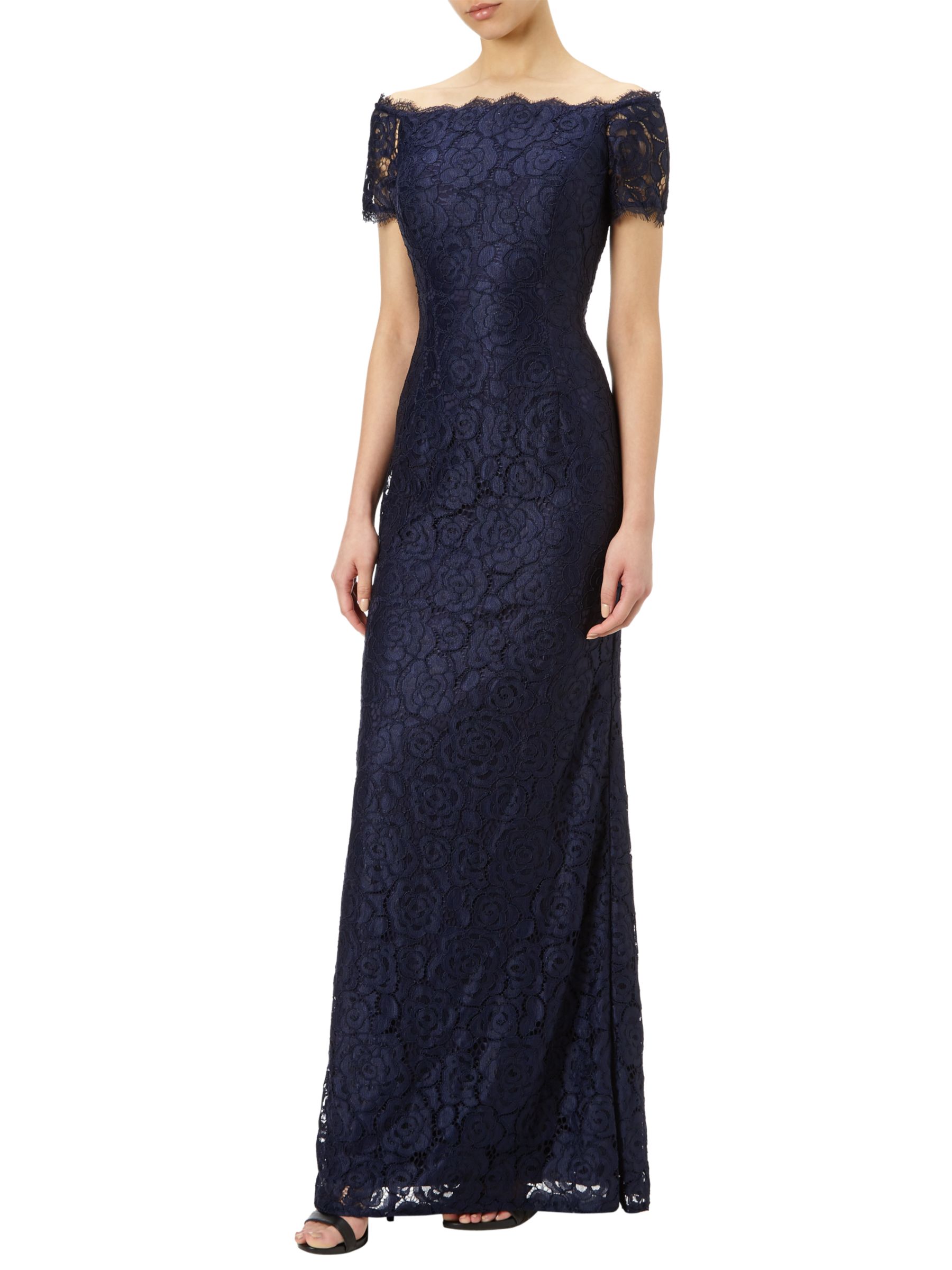 Adrianna Papell Off Shoulder Lace Gown, Midnight