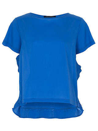French Connection Polly Plains Frill Top, Empire Blue