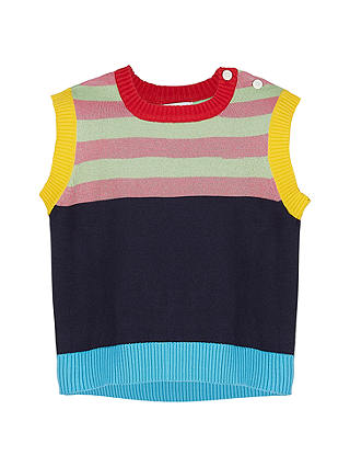 Margherita Kids Girls' Retro Stripe Knit Vest, Blue
