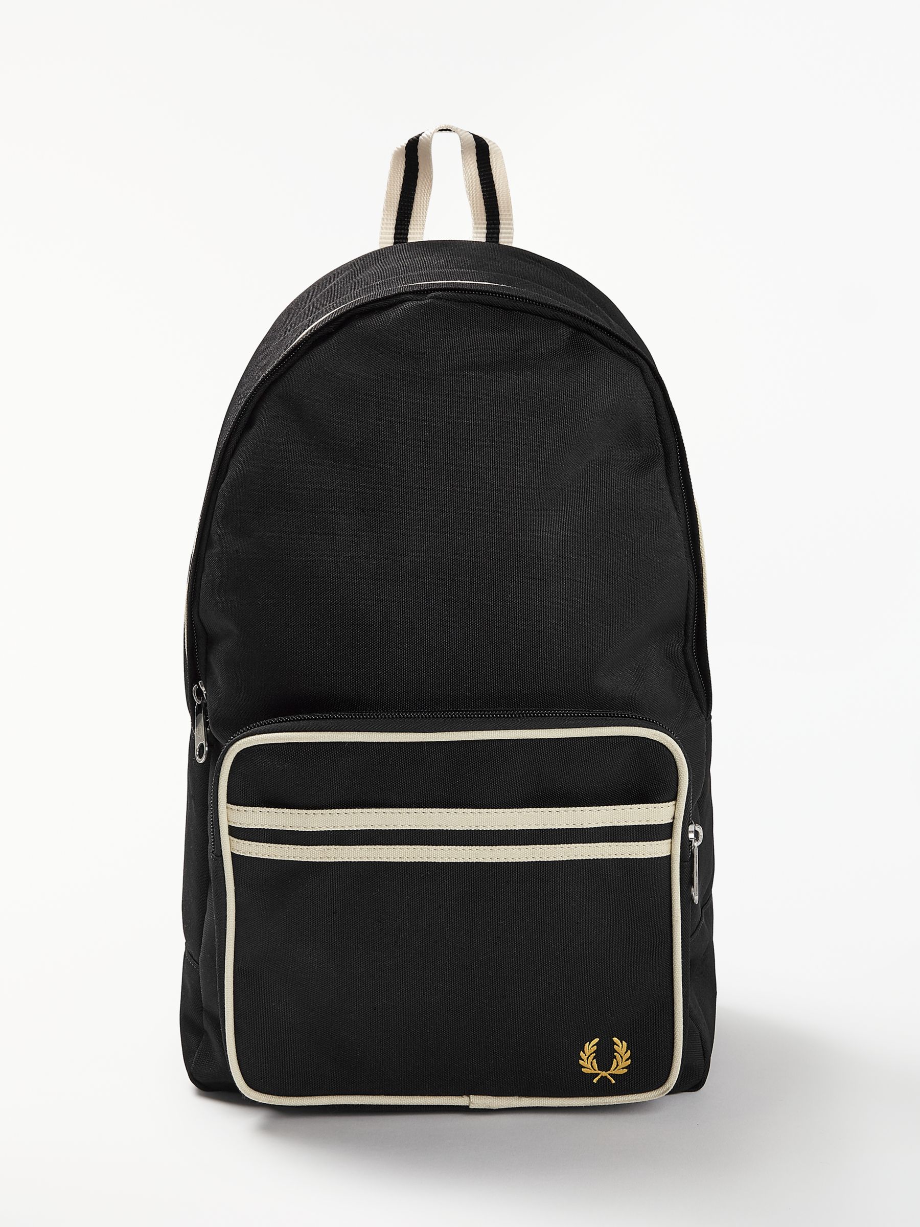 Fred Perry Twin Tipped Backpack, Black at John Lewis & Partners