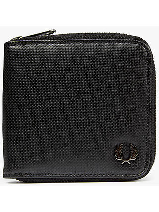 Fred Perry Pique Texture Zip Around Wallet, Black