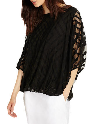 Phase Eight Eve Geo Burnout Top, Black