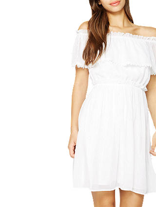 Miss Selfridge Frill Bardot Dress, White