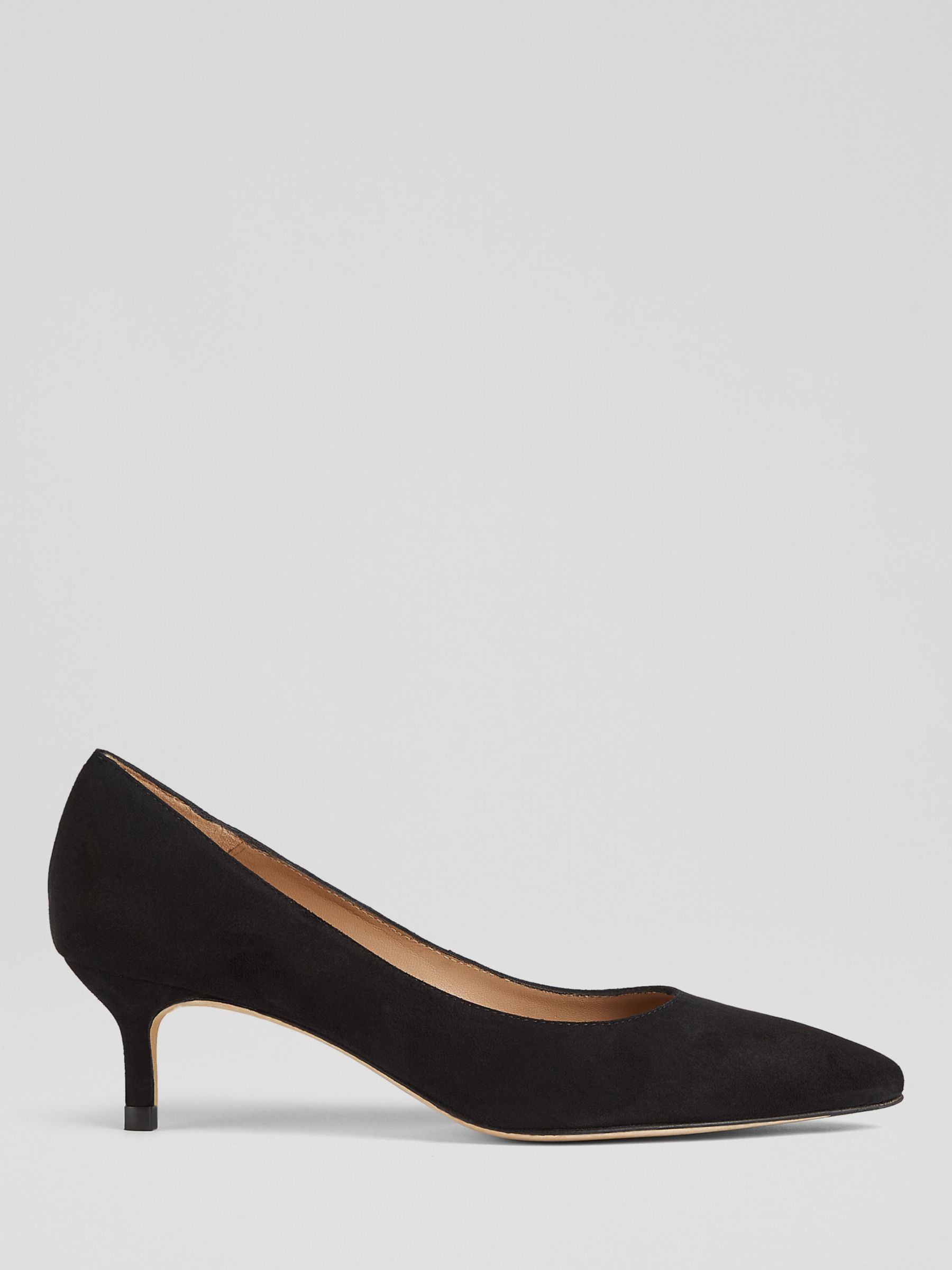 L.K.Bennett Audrey Pointed Toe Court Shoes, Black Suede, 2