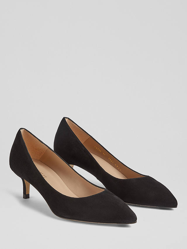 L.K.Bennett Audrey Pointed Toe Court Shoes, Black Suede