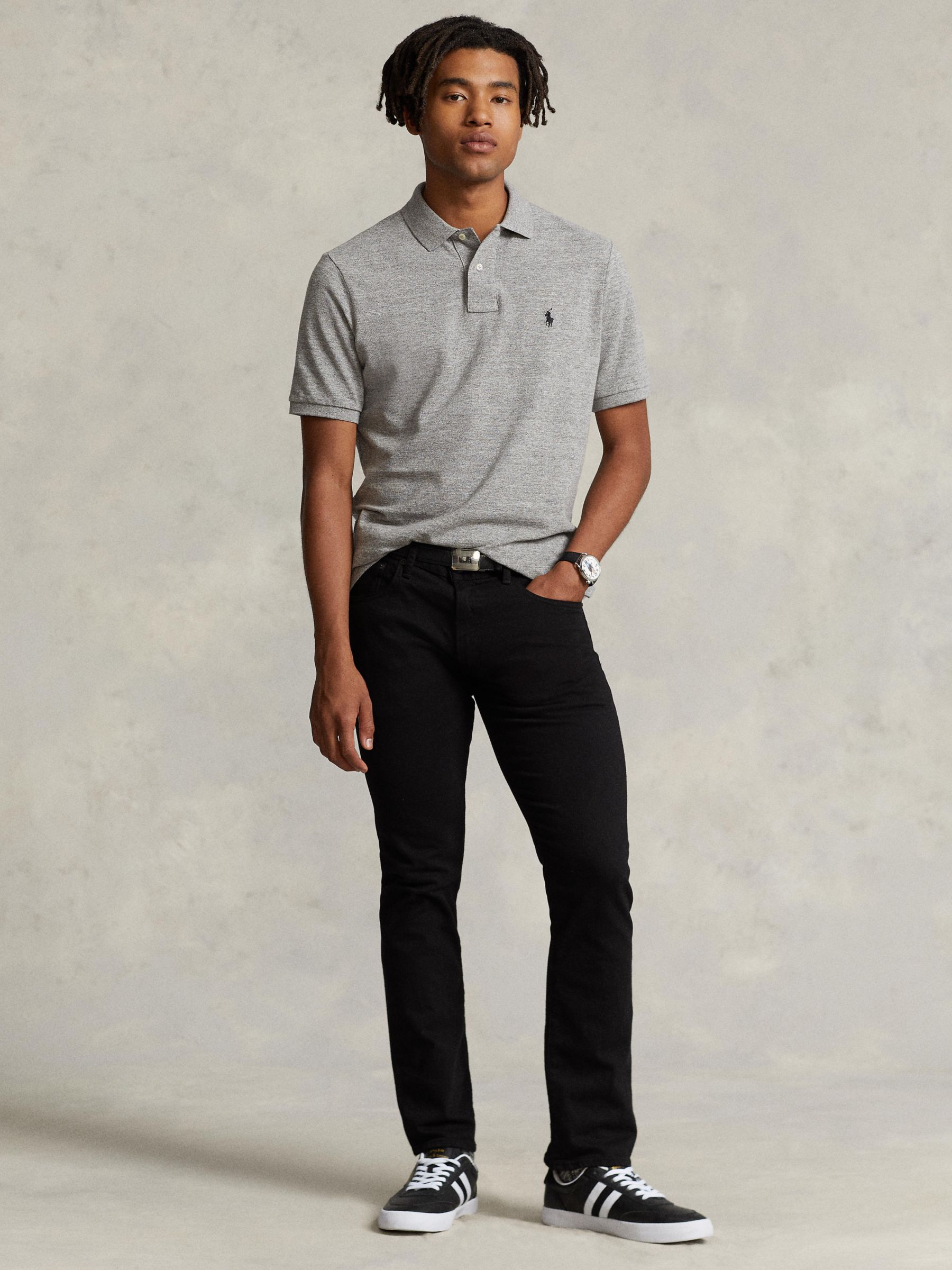 Polo Ralph Lauren Slim Fit Polo Top, Canterbury Heather at John Lewis ...