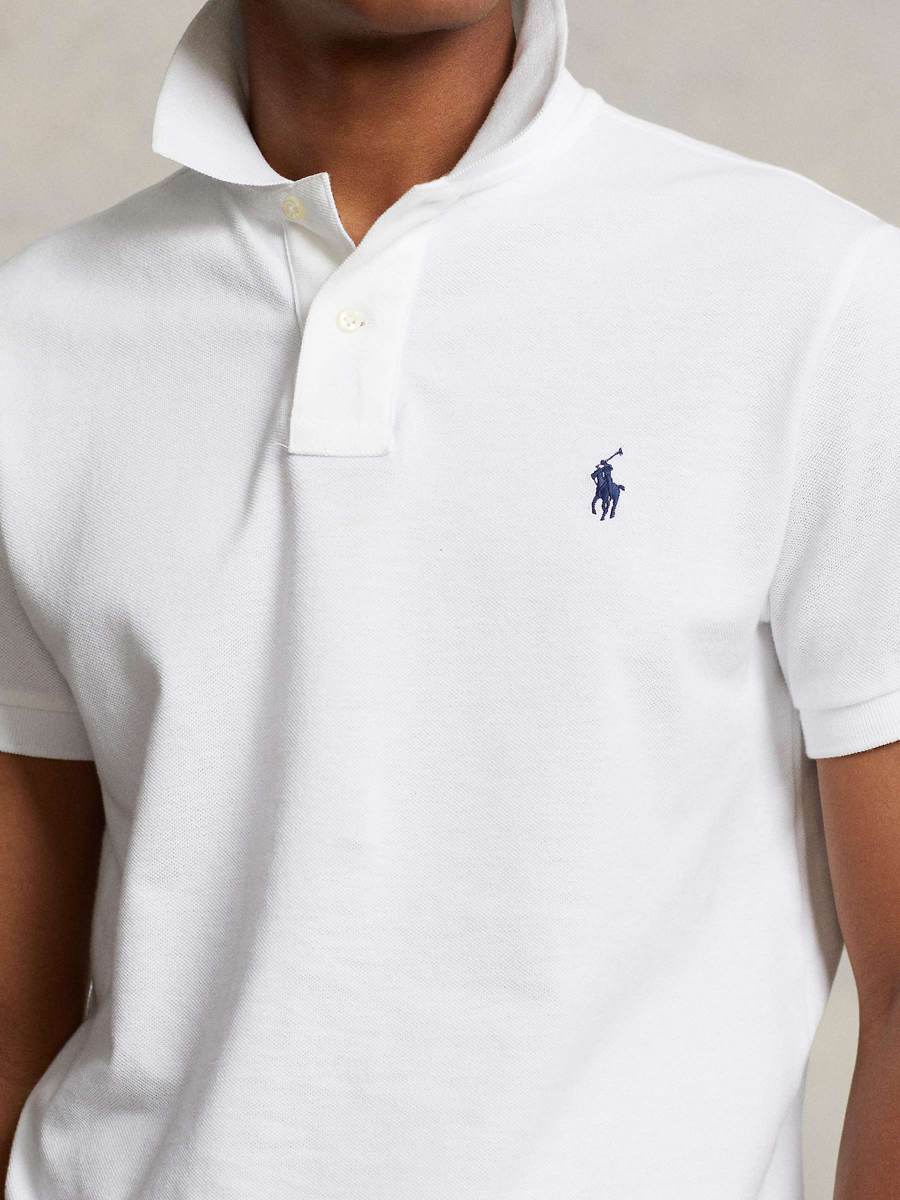 Polo Ralph Lauren Short Sleeve Custom Slim Polo Shirt, White at John ...