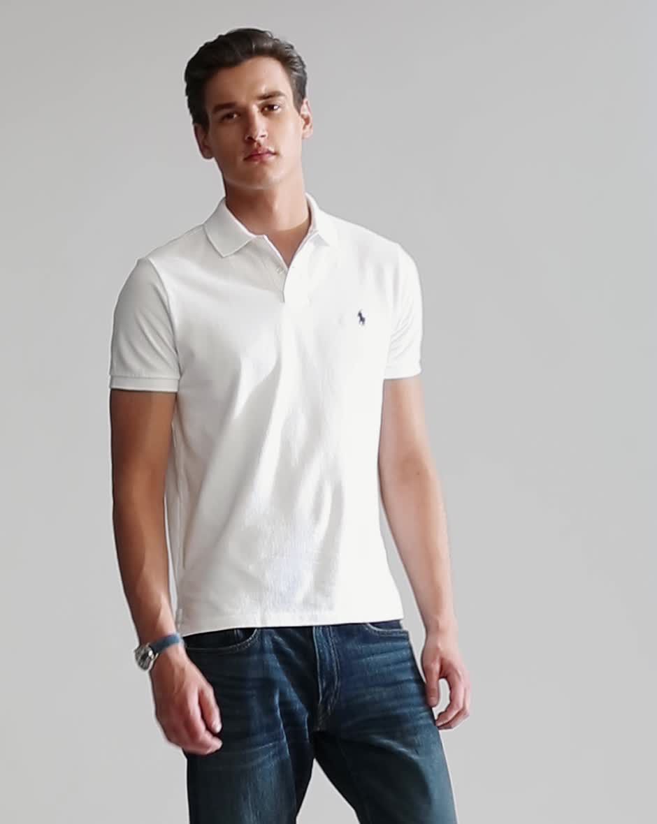 POLO RALPH LAUREN Classic Fit Performance Super-Soft Men's Short Sleeve Polo  Shirt with Pocket (Small, Andover Heather/White) at  Men's Clothing  store
