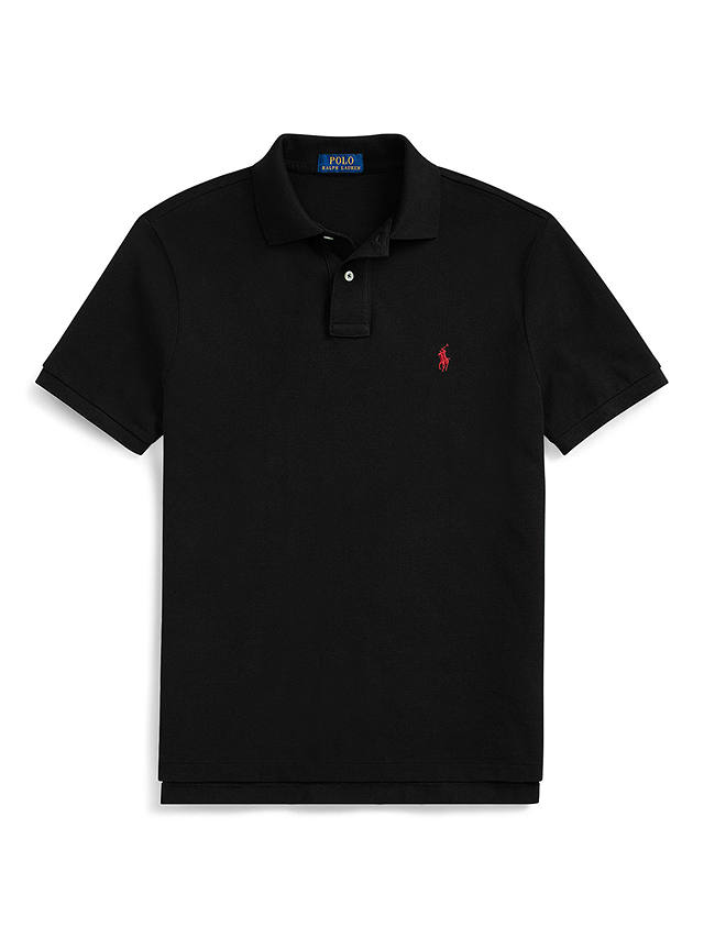 Polo Ralph Lauren Custom Slim Polo Shirt, Polo Black at John Lewis ...