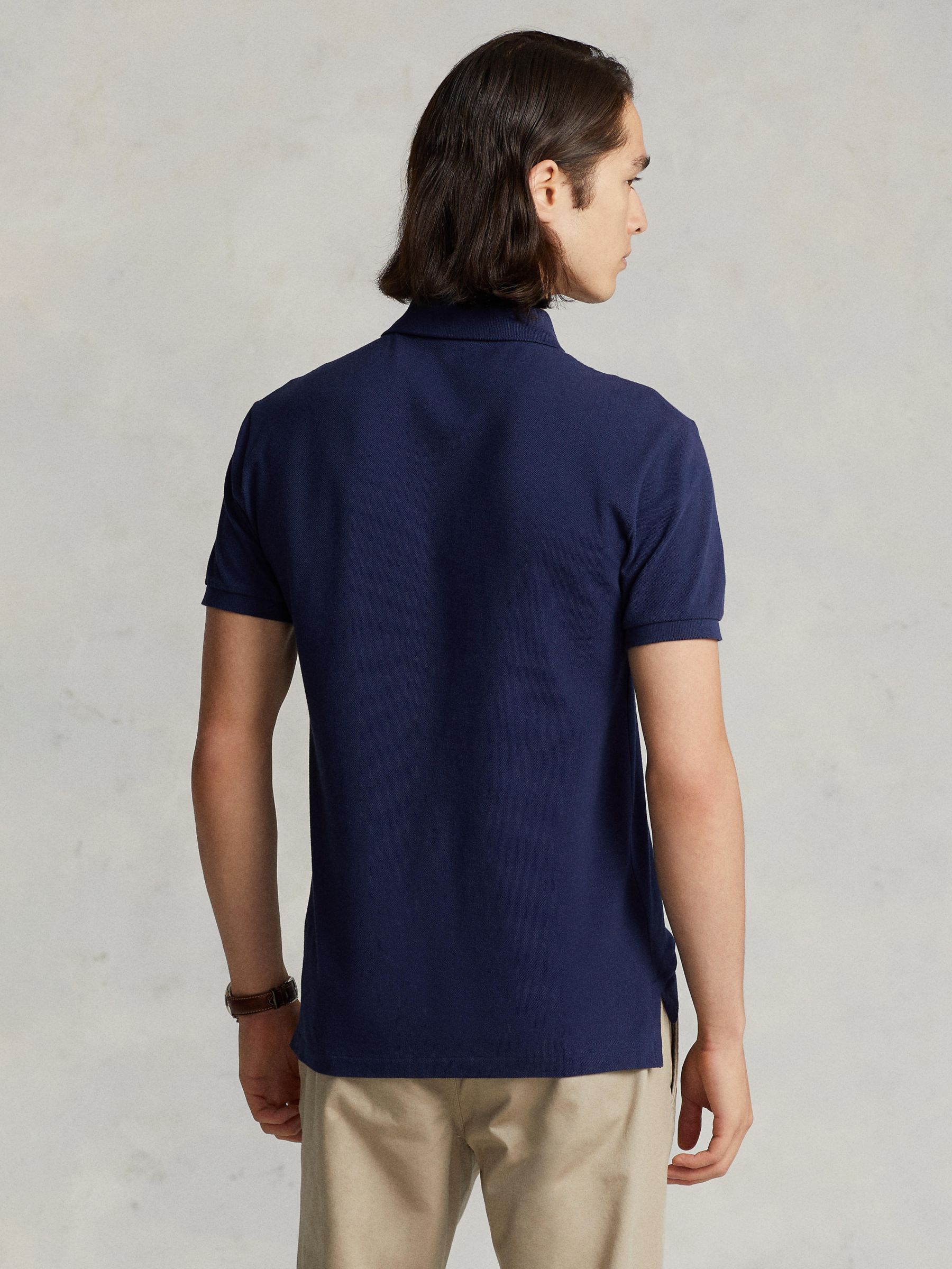 Polo Ralph Lauren Custom Slim Polo Shirt, Newport Navy at John Lewis &  Partners