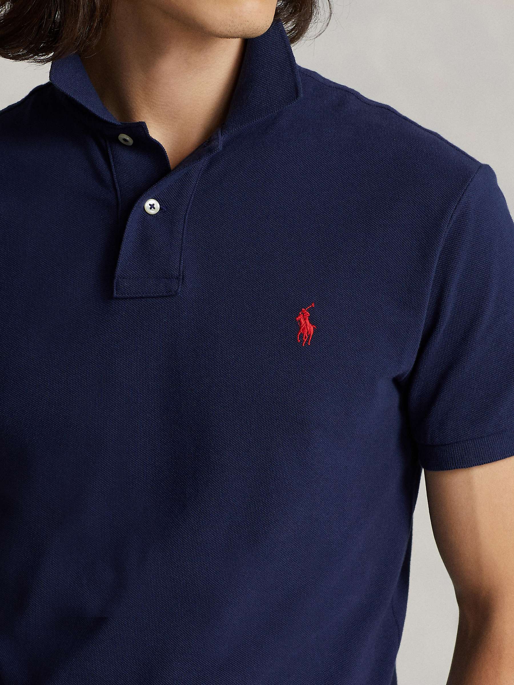 Buy Polo Ralph Lauren Slim Fit Mesh Polo Shirt, Newport Navy Online at johnlewis.com