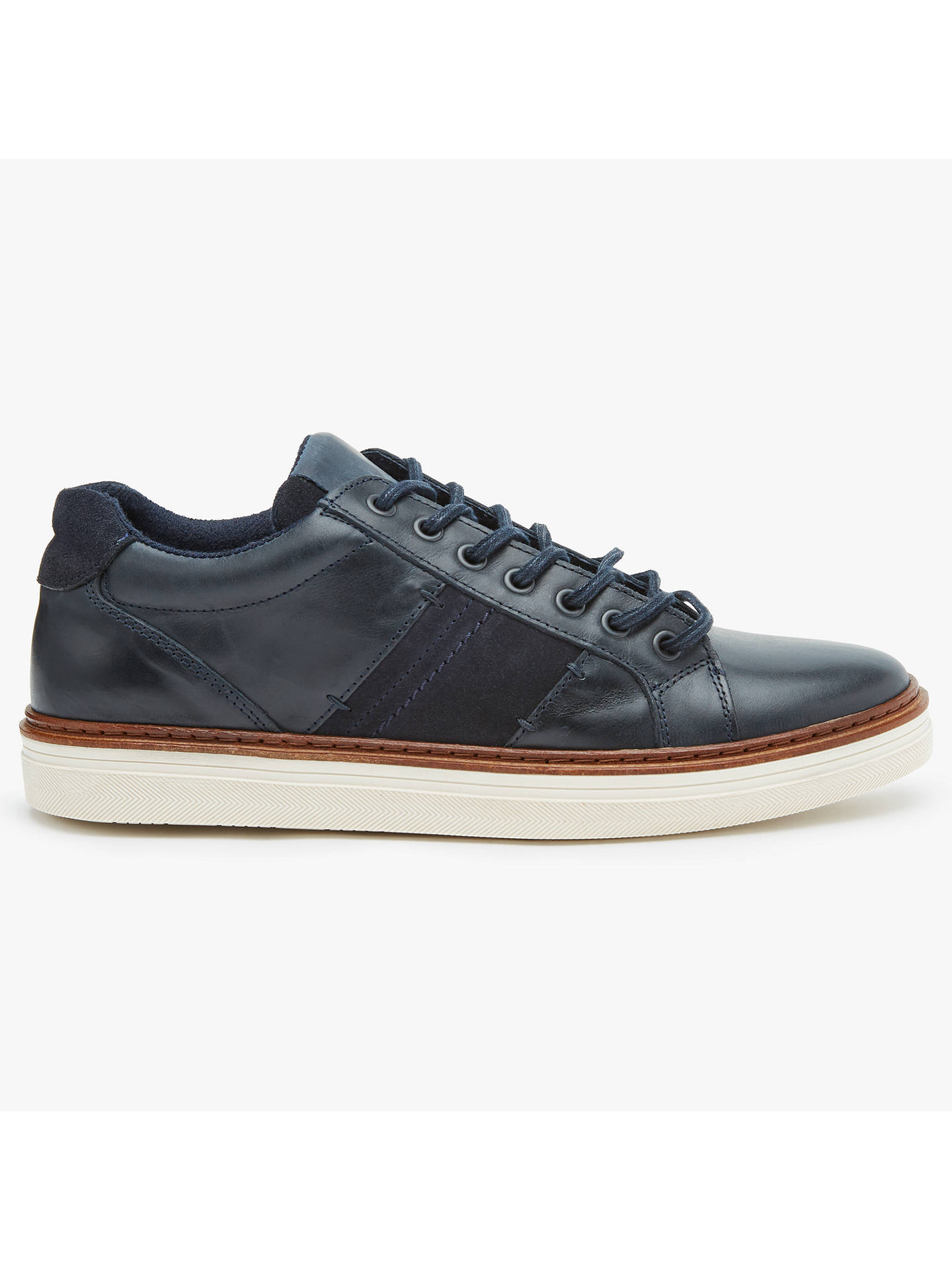 John Lewis Stamford Cupsole Leather Trainers | Navy at John Lewis ...