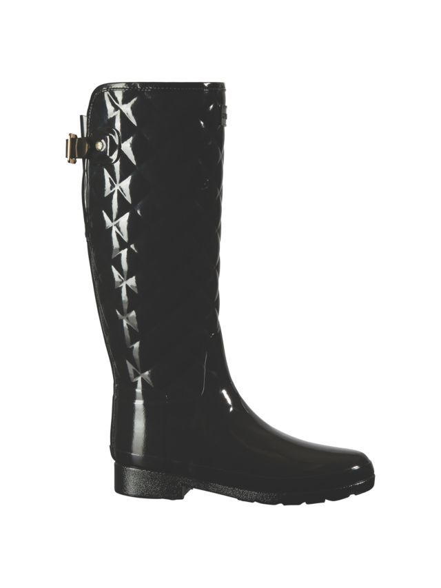 Hunter Original Refined Tall Quilted Gloss Wellington Boots, Black